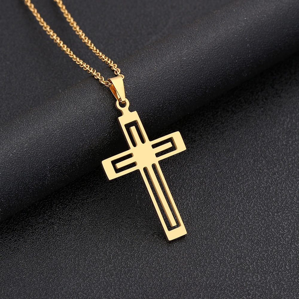 Women's & Men's Stainless Steel Cross Titanium Sweater Chain Necklaces