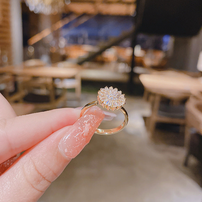 Open Hollow Zircon Butterfly Love Heart-shaped Rings