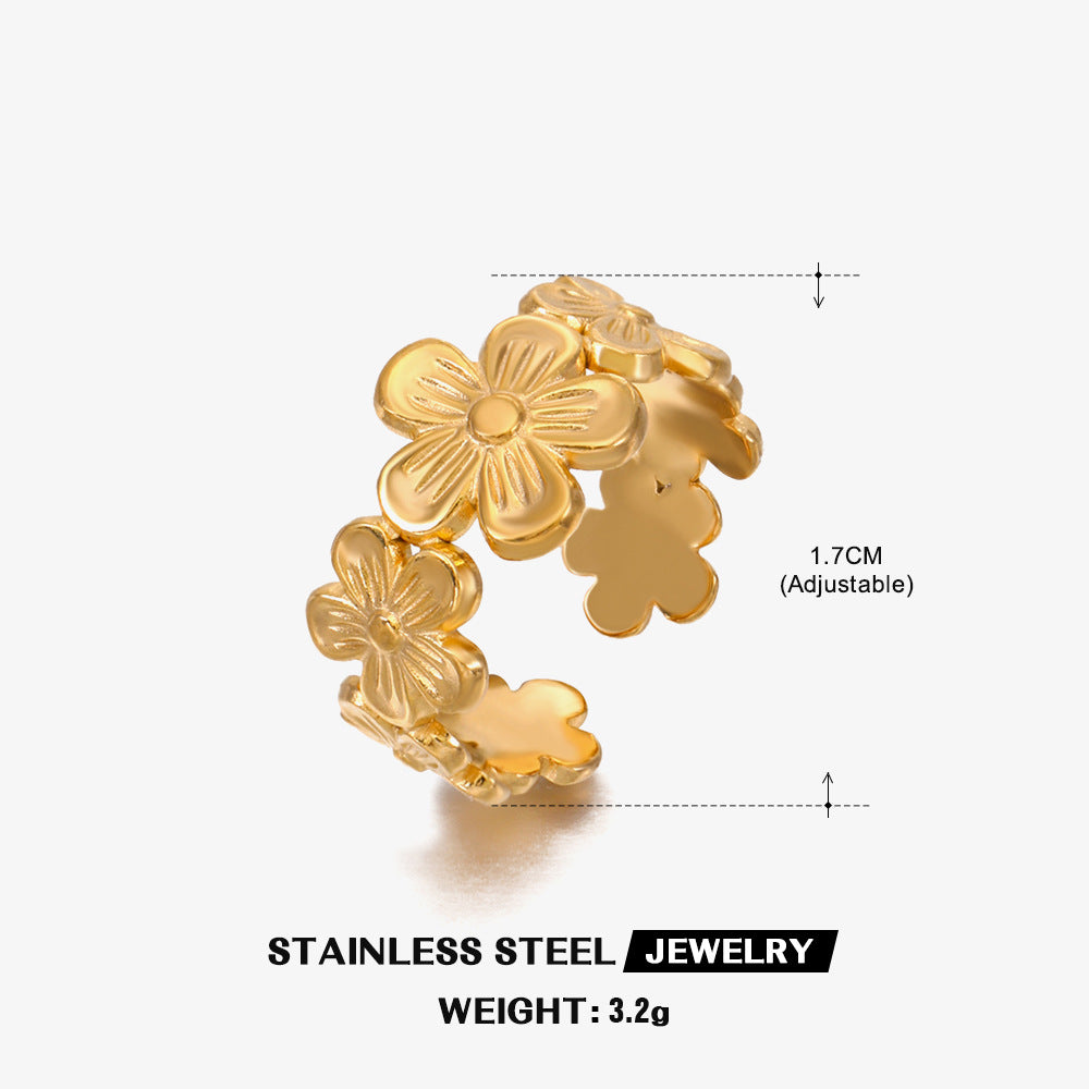Women's Stainless Steel Flower Elegant Popular Style Rings