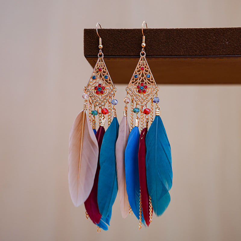 Feather Female Rhombus Spot Drill Your Earrings