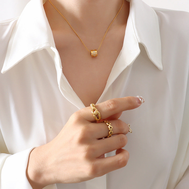 Women's Minority Simple Hollow Cylindrical Zircon Cold Necklaces