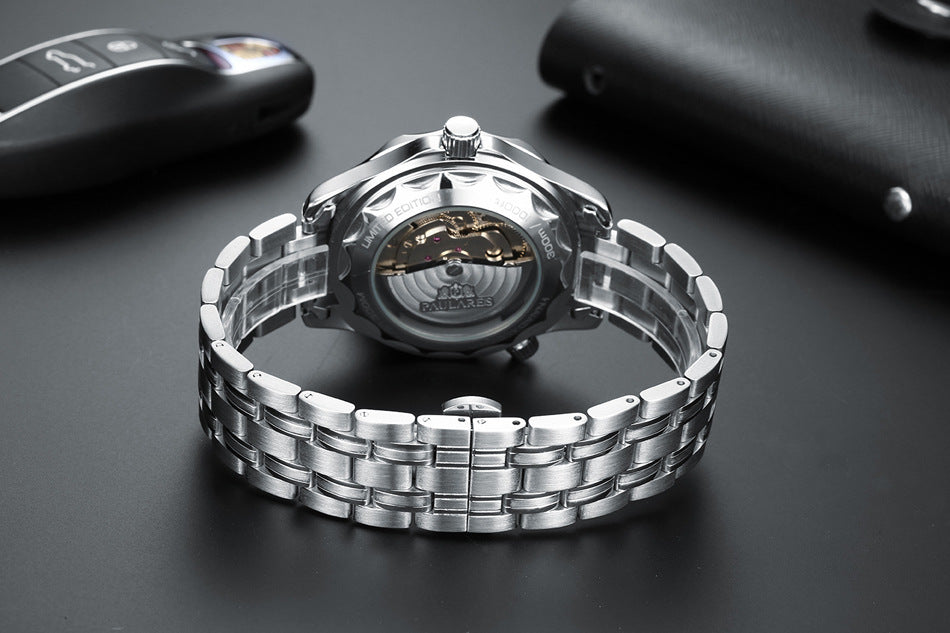 Men's Luminous Steel Strap Gold Watch Mechanical Watches