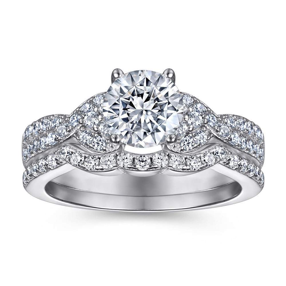 Women's Fashion Sier Sterling Zircon Single Row Rings