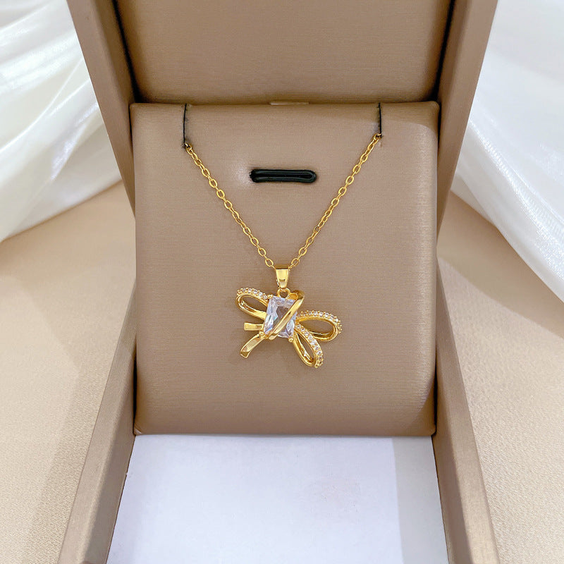 Steel Light Luxury Full Diamond Design Temperament Necklaces