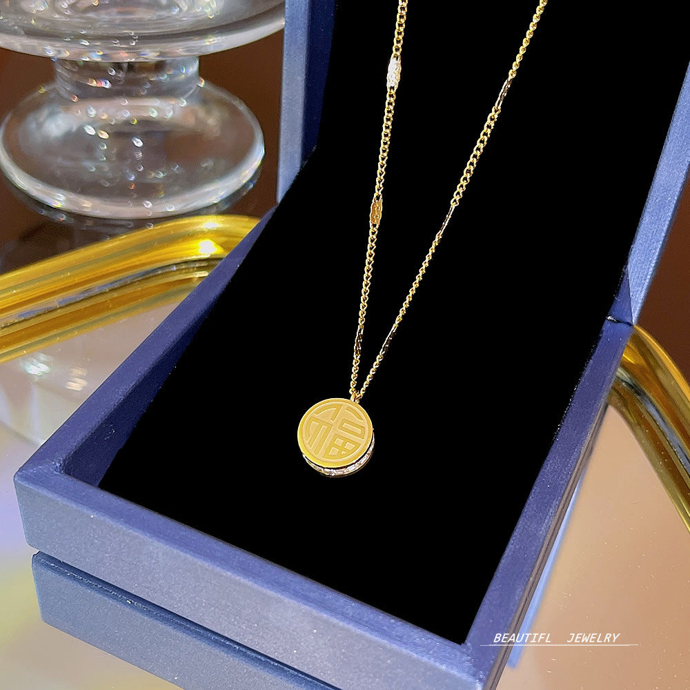 Women's Bow Zircon Clavicle Chain Titanium Steel Necklaces