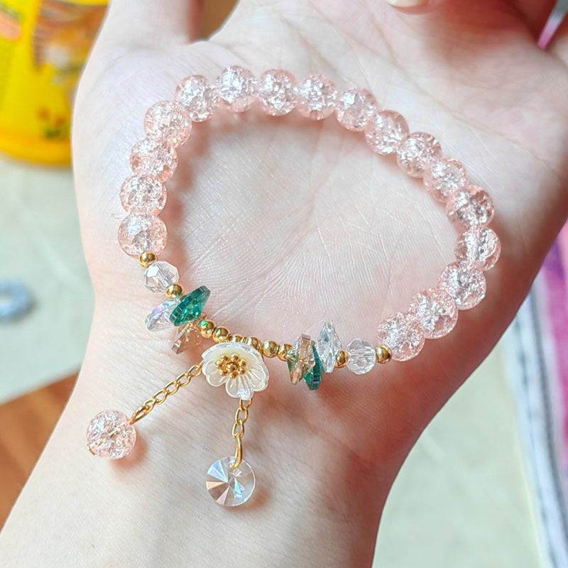 Camellia Little Daisy Crystal Girlfriends Color Glass Chipping Bracelets