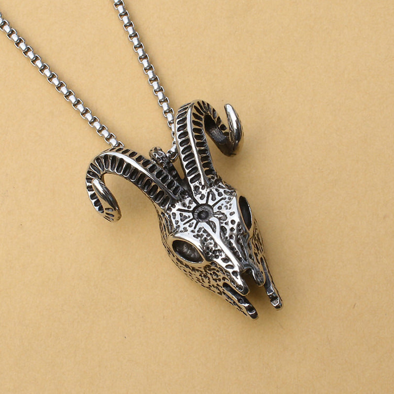 Men's Vintage Cross Ghost Head Titanium Fashion Necklaces