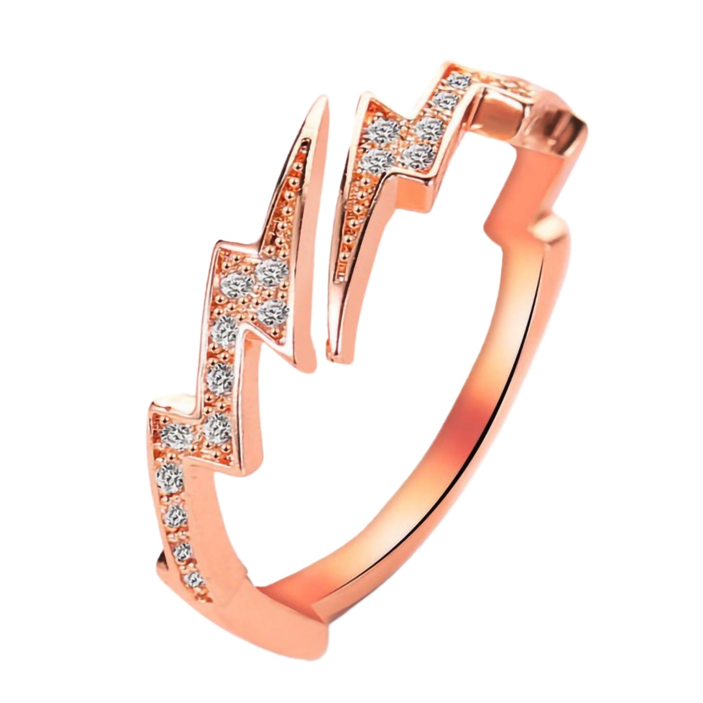 Women's Fashion Fashionmonger Rose Gold Plated Open Lightning Index Rings