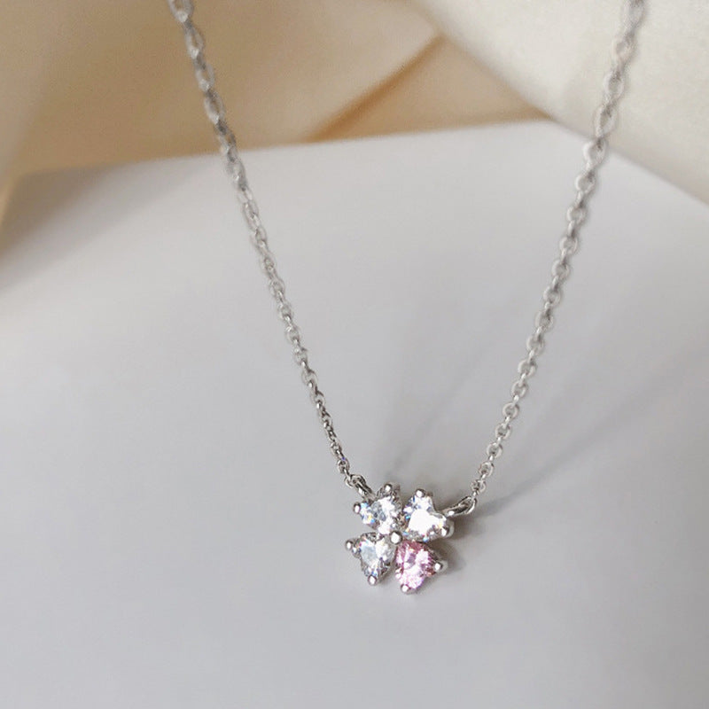 Zircon Heart-shaped Four-leaf Clover Special Interest Necklaces