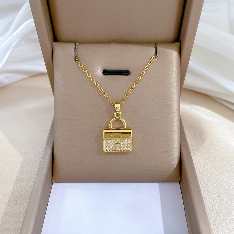 Steel Light Luxury Full Diamond Design Temperament Necklaces