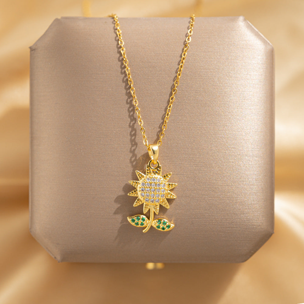Flower Titanium Steel Female Summer Wild Necklaces
