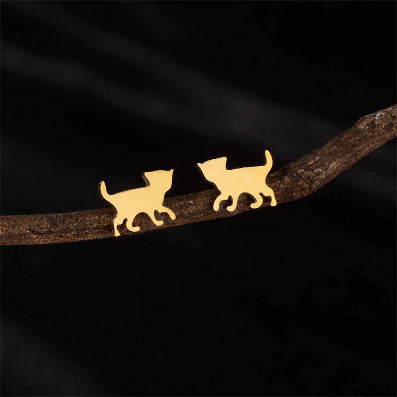 Stainless Steel Cute Simple Cartoon Animal Earrings