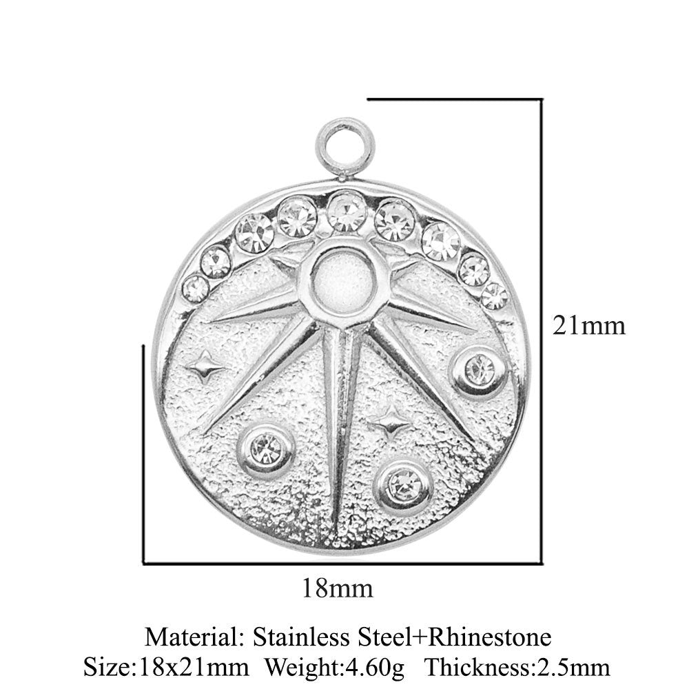 Stainless Steel Peach Heart Oval Water Drop Eyes Pendants