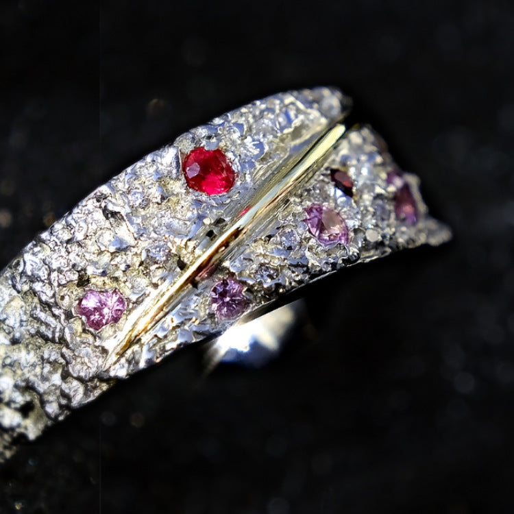 Men's Starry Sky Sapphire Handmade Meteor Shower Magic Rings