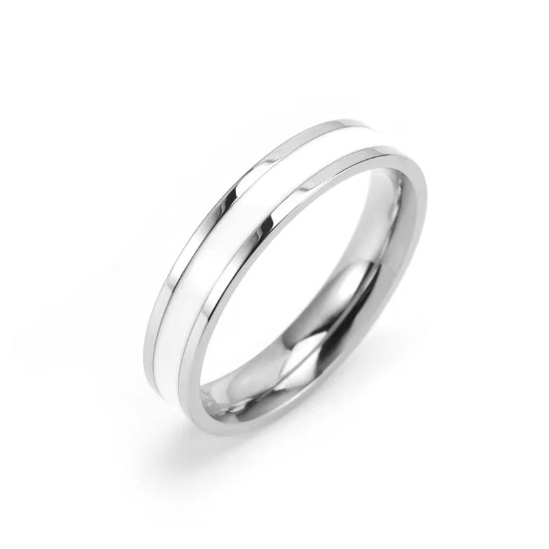 Epoxy Black White Lovers Female Fashion Personalized Design Rings
