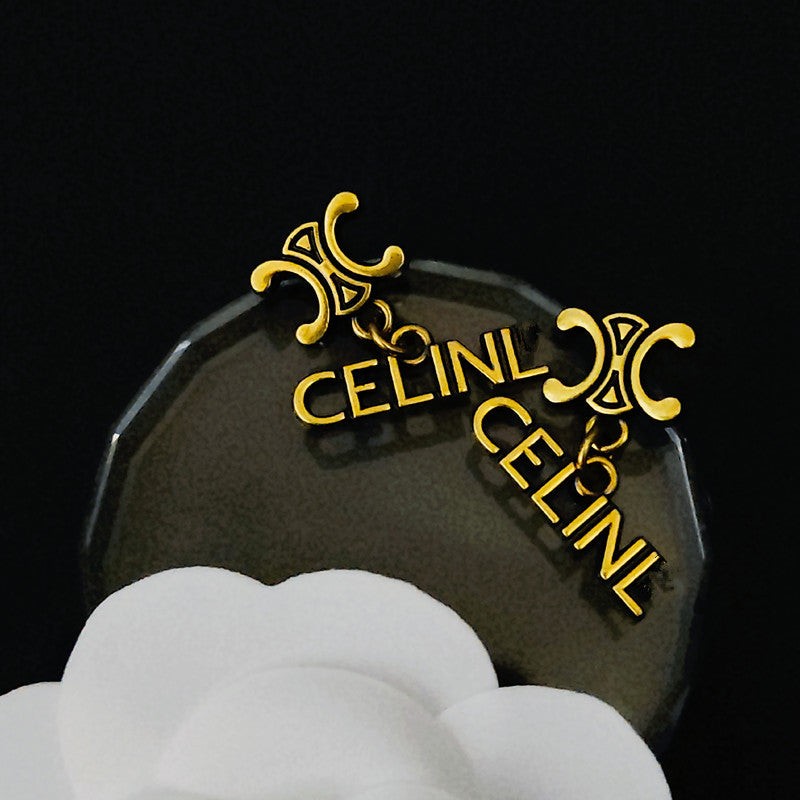 Women's & Men's Quality Collection Trending Rhinestone Letters Sier Earrings