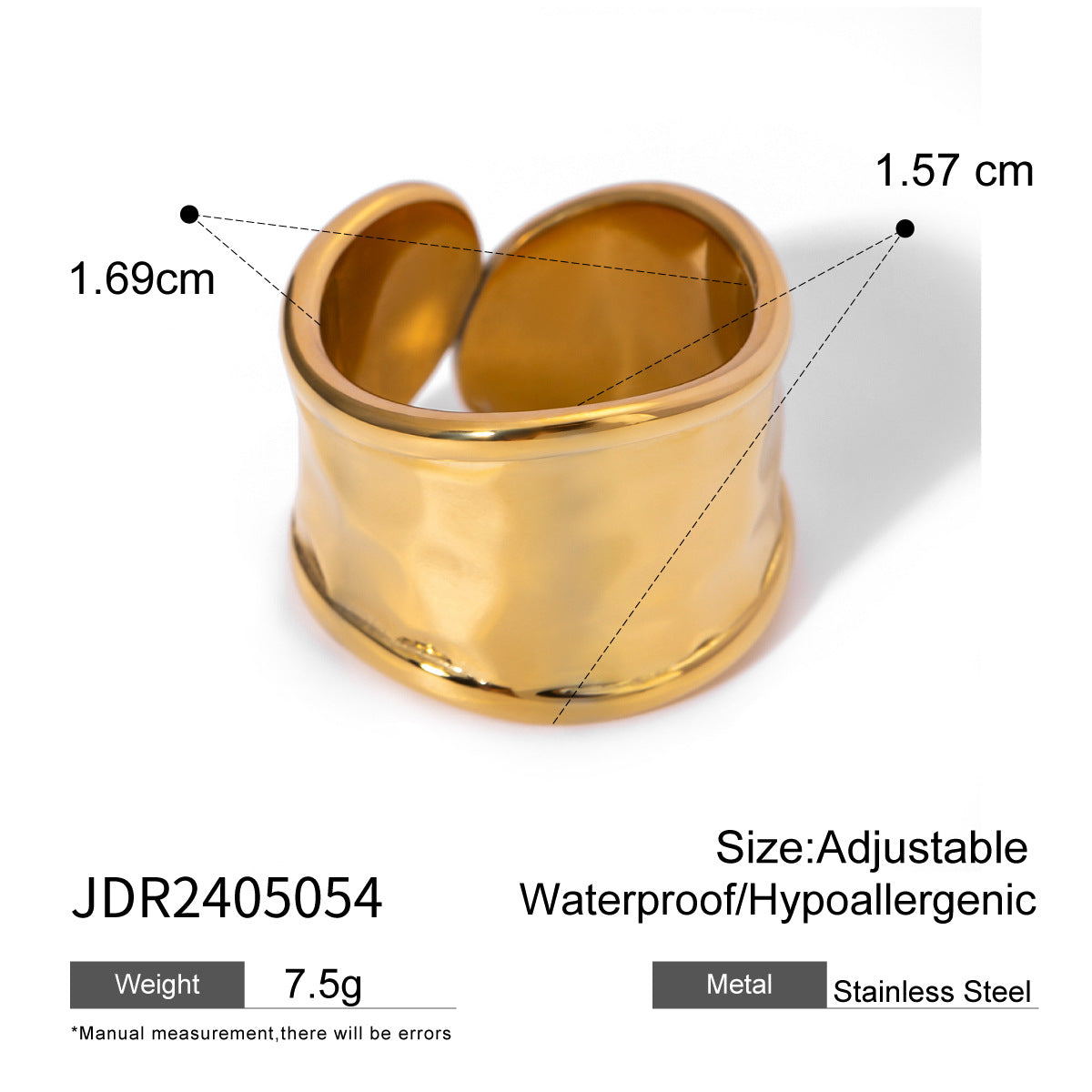 Stainless Steel Unique Niche Design Hammered Rings