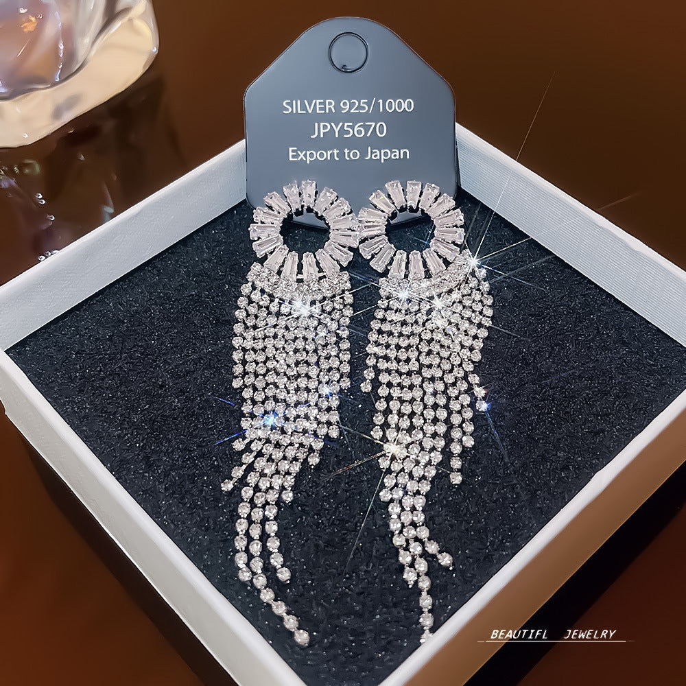 Women's Zircon Tassel High-grade Light Luxury Delicate Earrings
