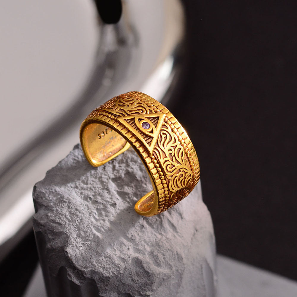 Round Beads Beanie Tassel Lace Hollow Opening Female Niche Rings
