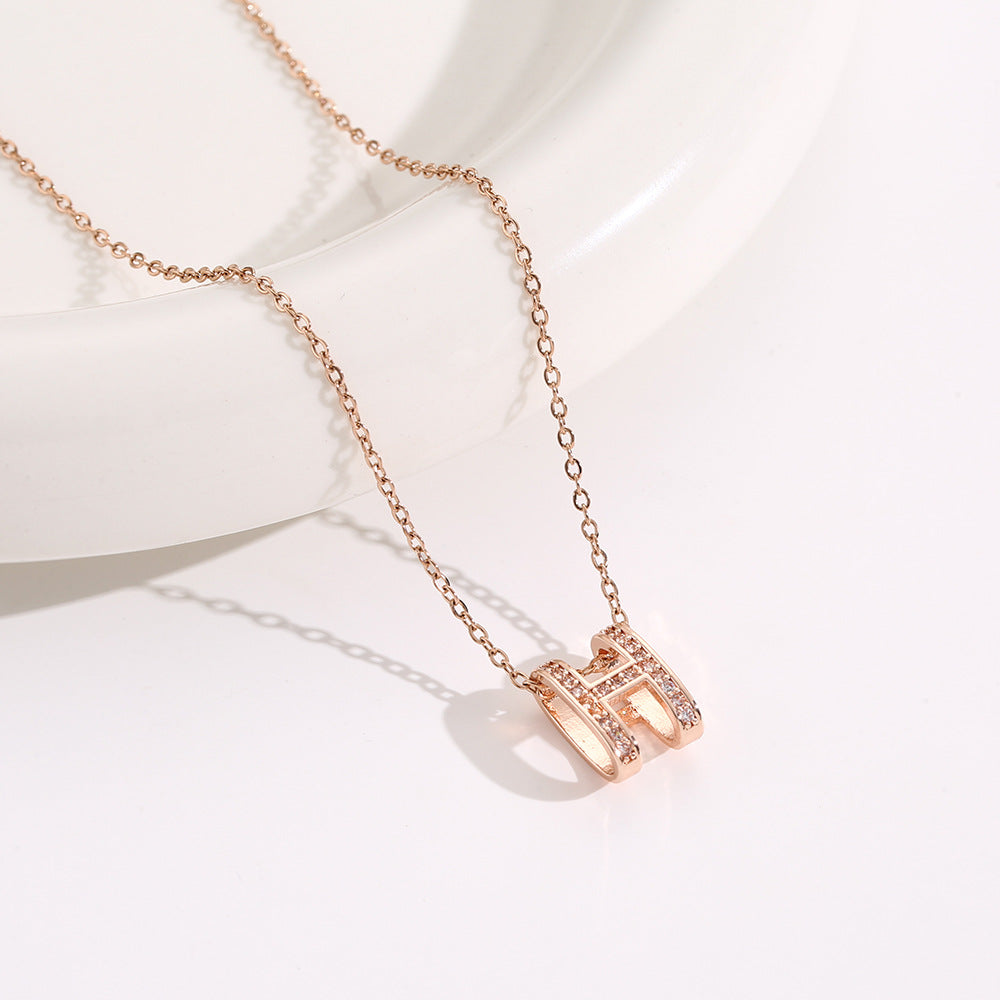 Women's Light Luxury Letter Diamond Simple Clavicle Necklaces