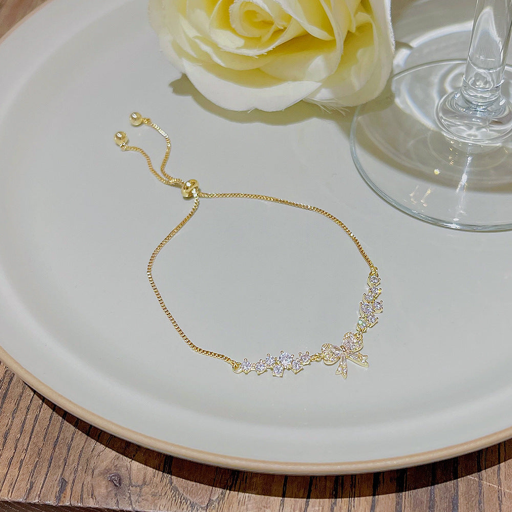 Style Elegant Copper Inlaid Zircon Female Summer Niche Design Bracelets