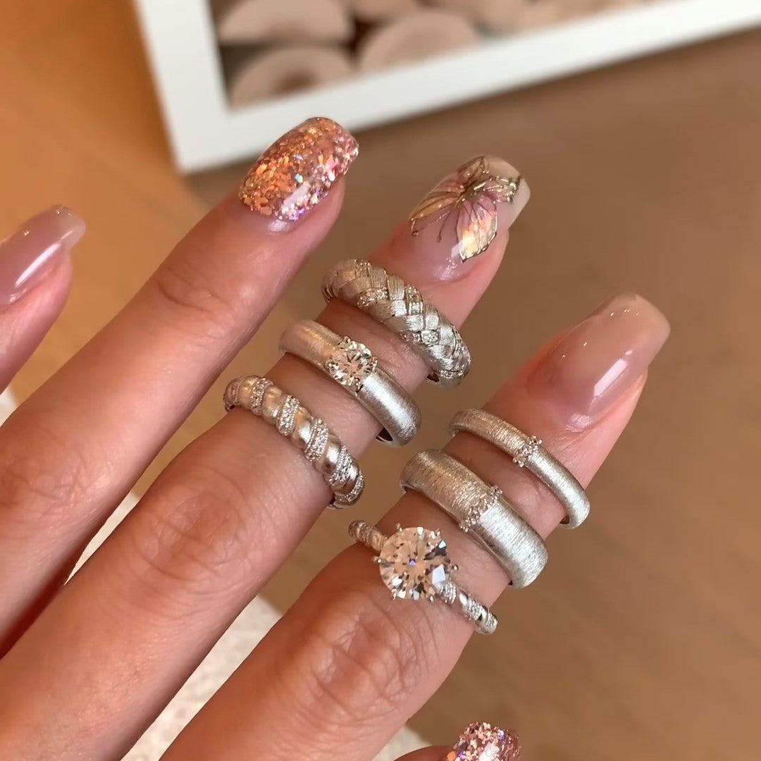 Antique Style Matte Metal Zircon Female Rings