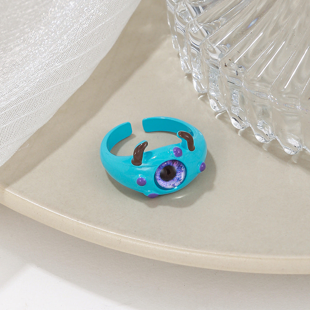 One-eyed Little Monster Niche Design Cartoon Sweet Cool Rings