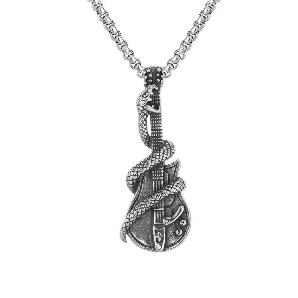 Men's Vintage Cross Ghost Head Titanium Fashion Necklaces