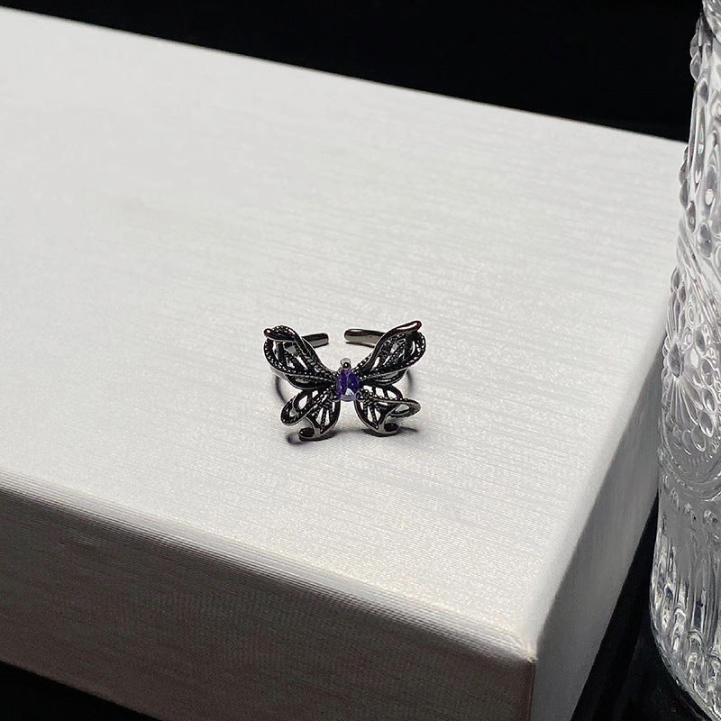 Painting Niche Butterfly Series Drip Open Rings