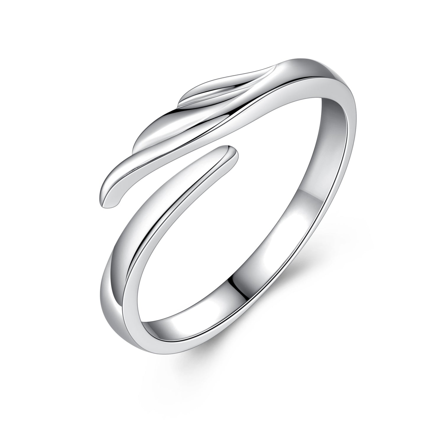 Women's & Men's Angel Wings Couple Sier Plated Opening Rings