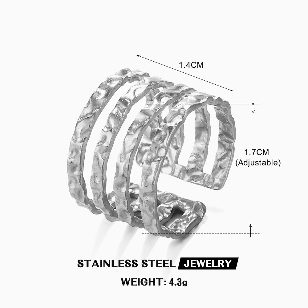 Women's Steel Line Open French Retro Simple Rings