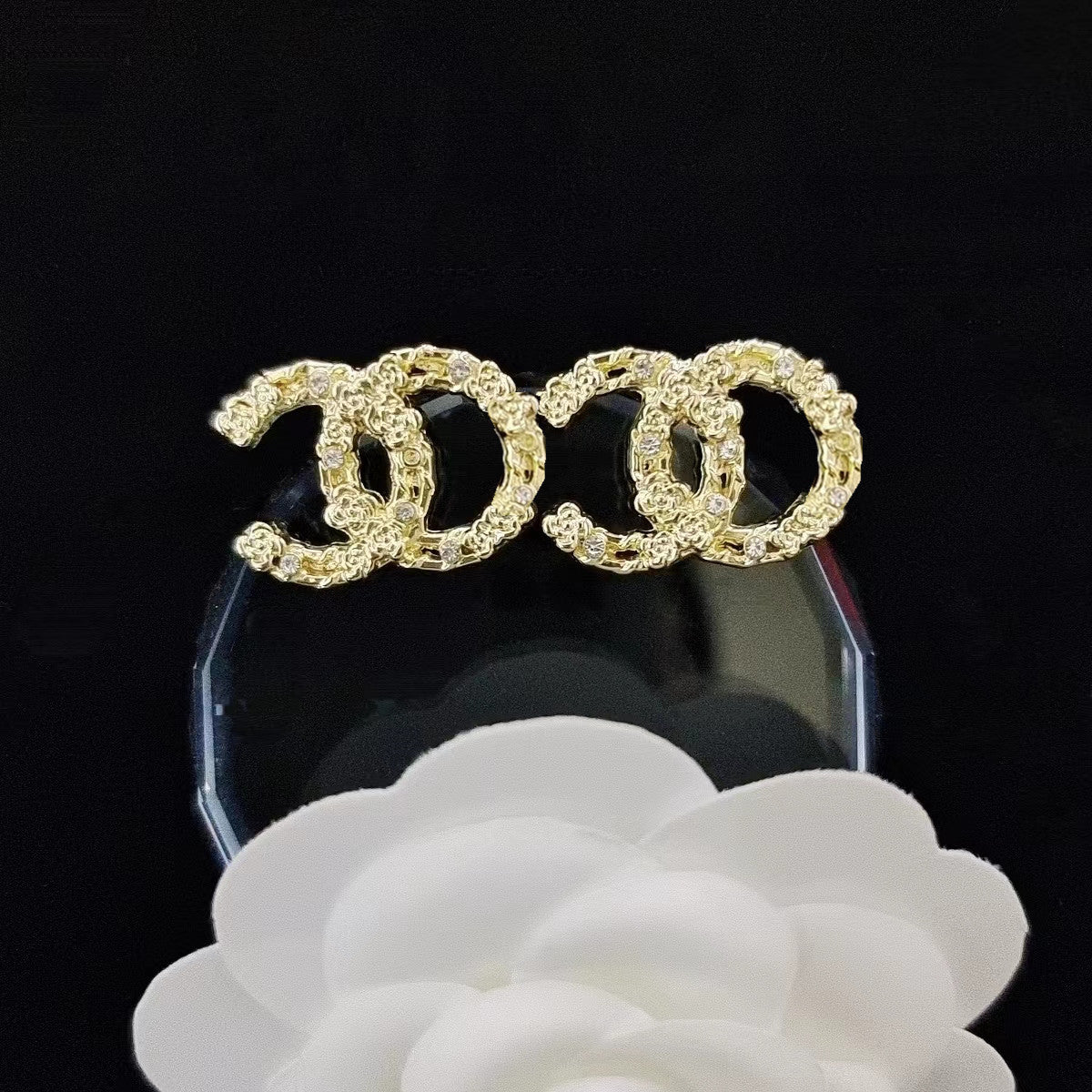 Women's & Men's Quality Collection Trending Rhinestone Letters Sier Earrings