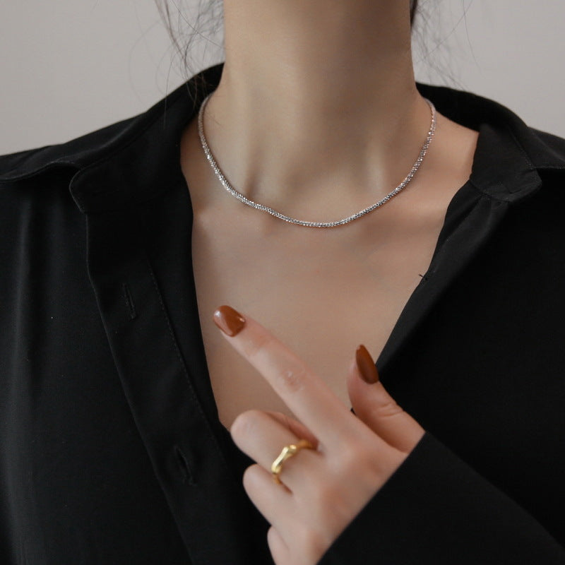 Luxury Starry Sparkling Titanium Steel Female Necklaces