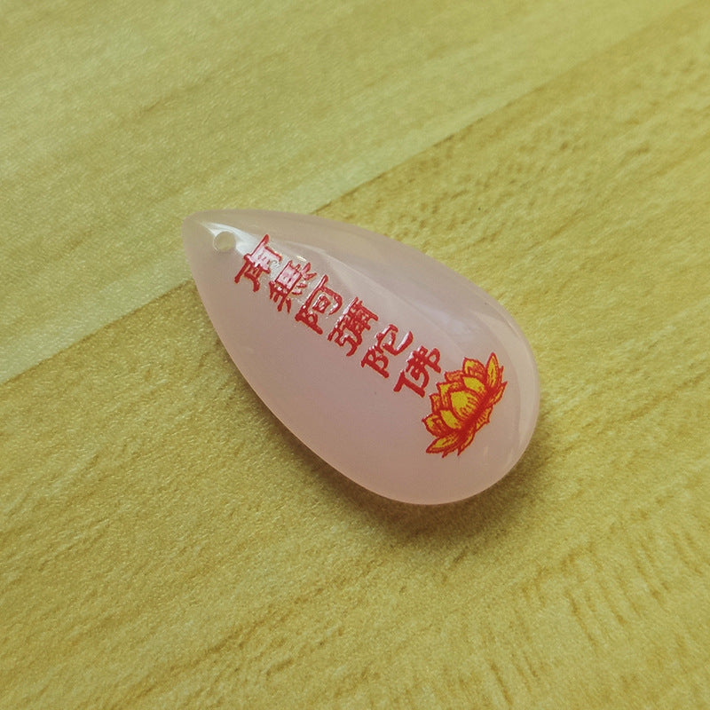 Women's & Men's Gilding Amitabha Water Drop Imitation Jade Amulet Temple Pendants
