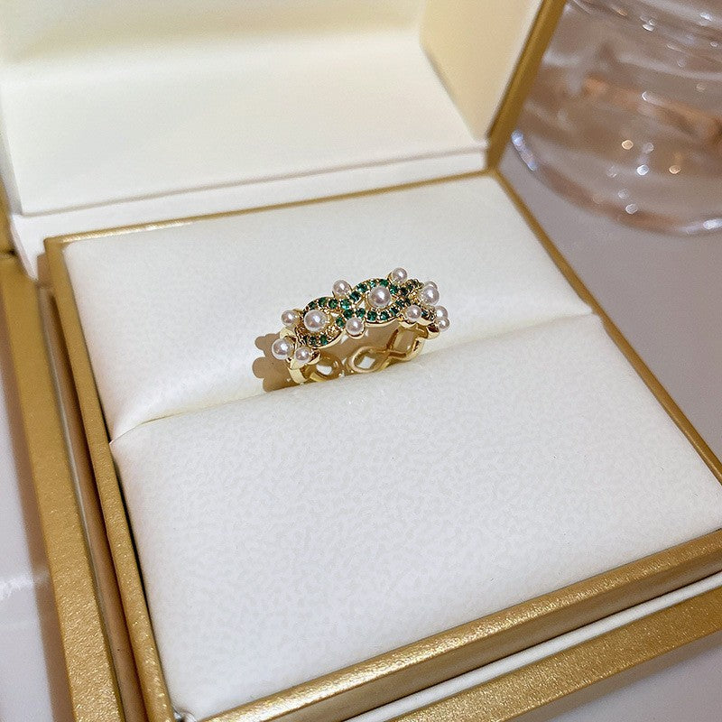 Electroplated Freshwater Pearl Zircon Stitching Butterfly Exquisite Rings