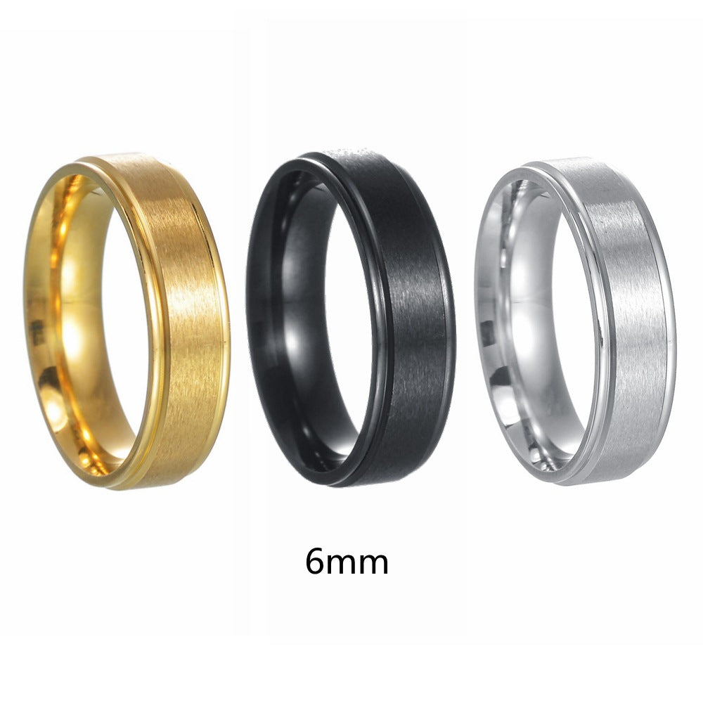 Titanium Steel Wide Step Sand Surface Rings
