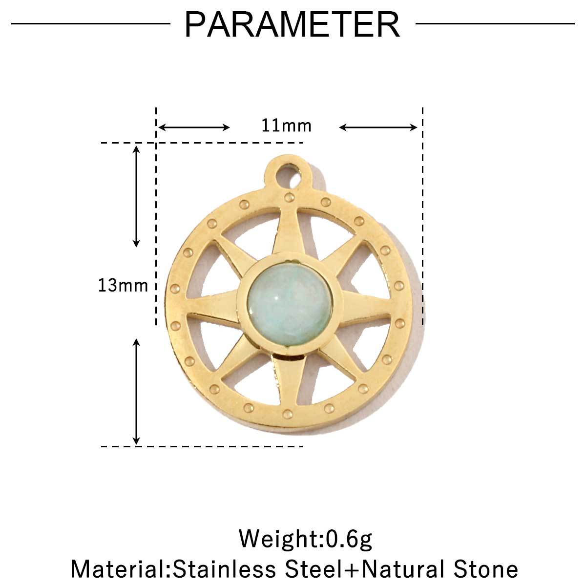 Women's Sun Natural Stone Titanium Steel Gold White Shell Pendants
