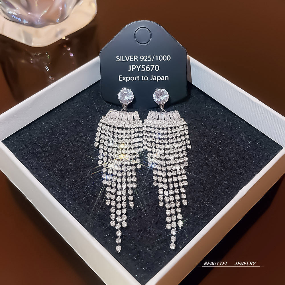 Women's Zircon Tassel High-grade Light Luxury Delicate Earrings