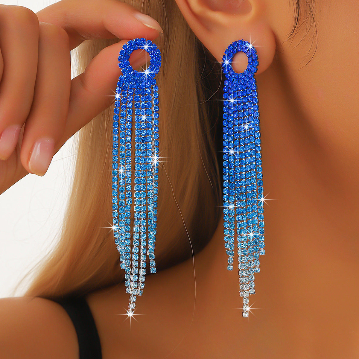 Long Fringe Street Shot Bridal Wedding Dinner Earrings