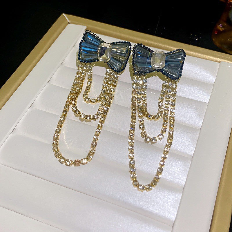 Fashion Zirconia Micro Inlaid Zircon Long Earrings