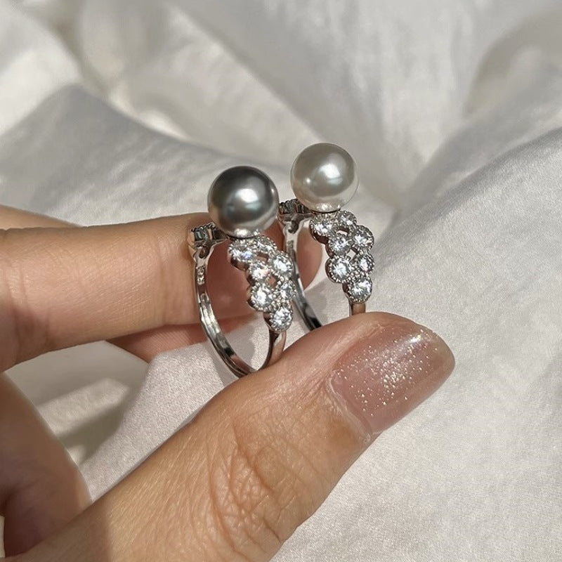 Imitation Pearl Female Affordable Luxury Fashion Cold Rings