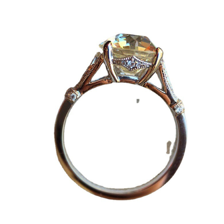 Women's Inlaid Carat Artificial White Moissanite Engagement Rings