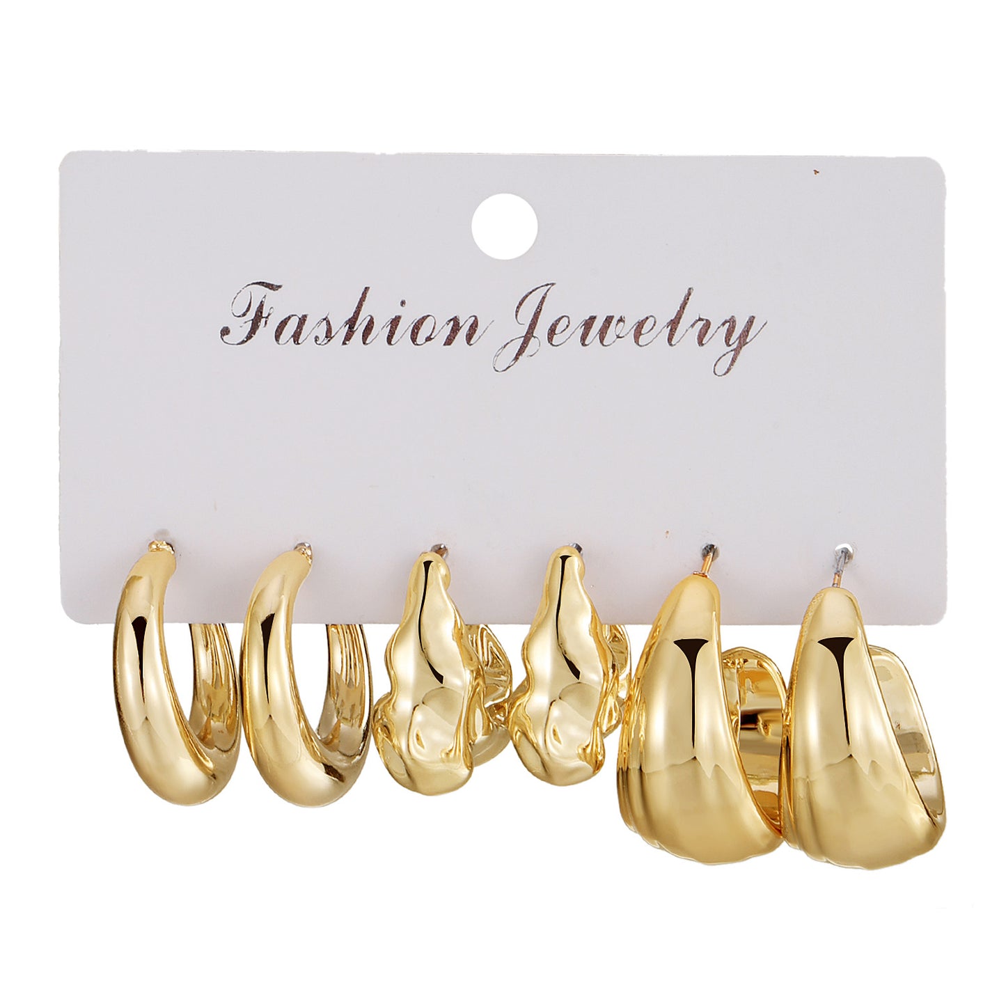 Type Irregular Card Set White Gold Color Earrings