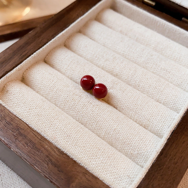 Sier Needle Drip Glazed Love Style Female Temperament Earrings