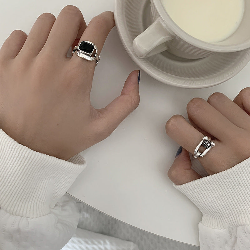 Sier Vintage Horseshoe Switchable Index Finger Rings