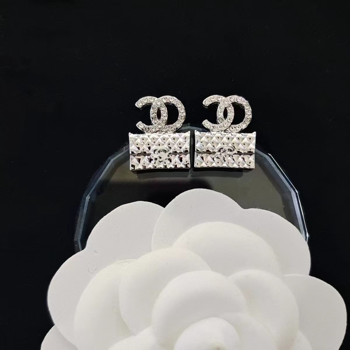 Women's & Men's Quality Collection Trending Rhinestone Letters Sier Earrings