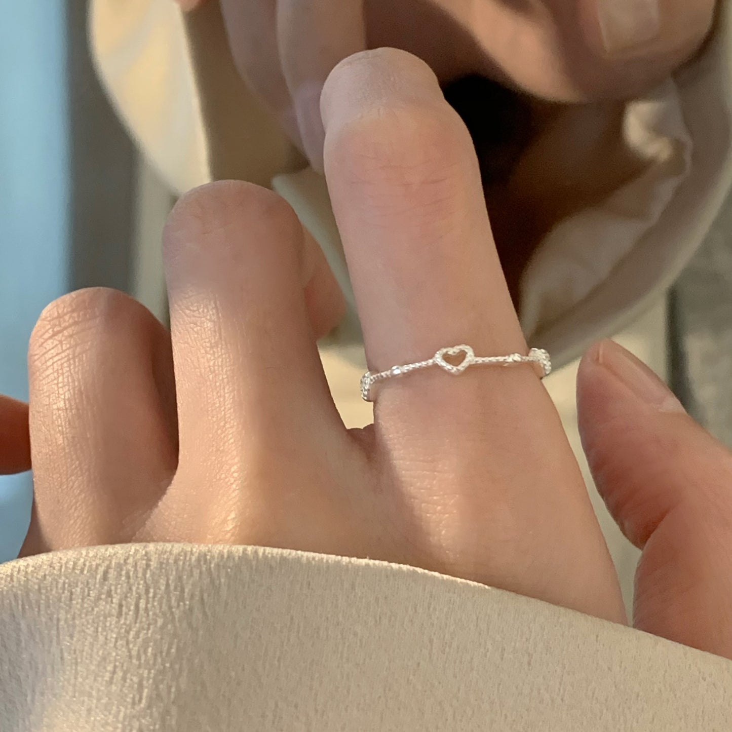 Women's Love Heart-shaped Simple Cold Style Temperament Rings