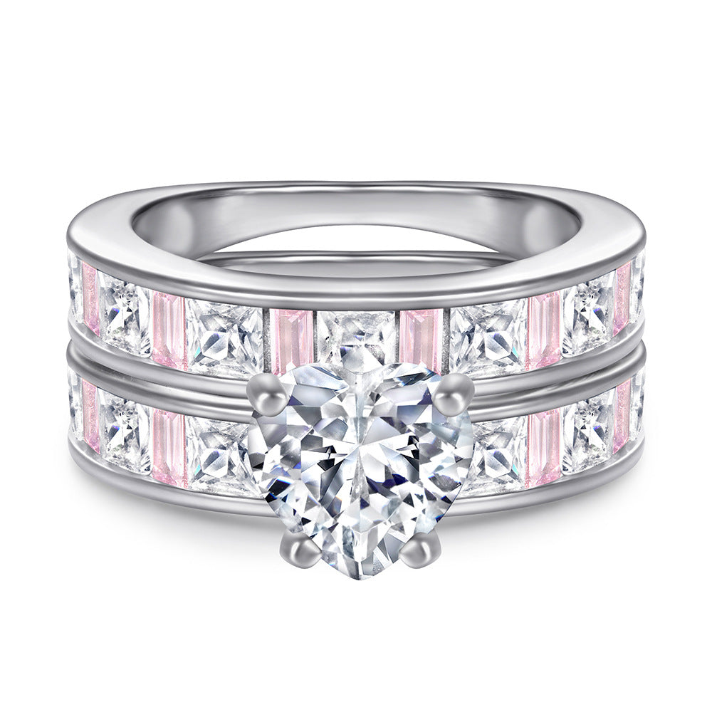 Women's Fashion Sier Sterling Zircon Single Row Rings