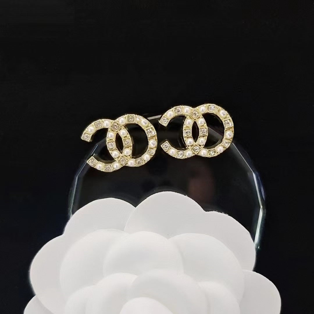 Women's & Men's Quality Collection Trending Rhinestone Letters Sier Earrings