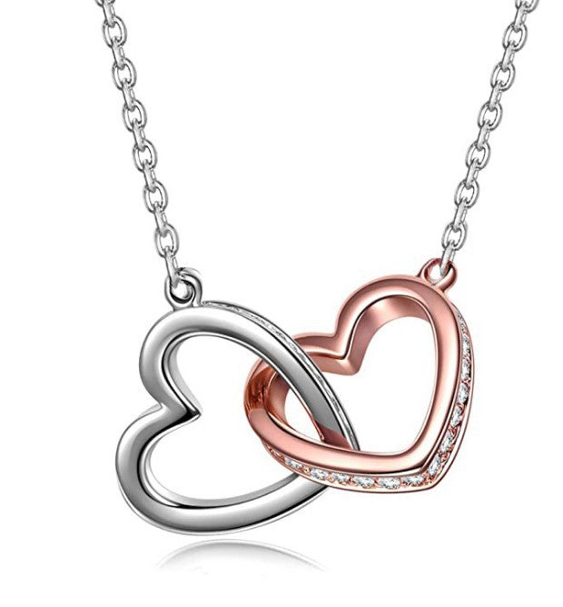 Women's Sier Color Separation Heart Buckle Trendy Necklaces